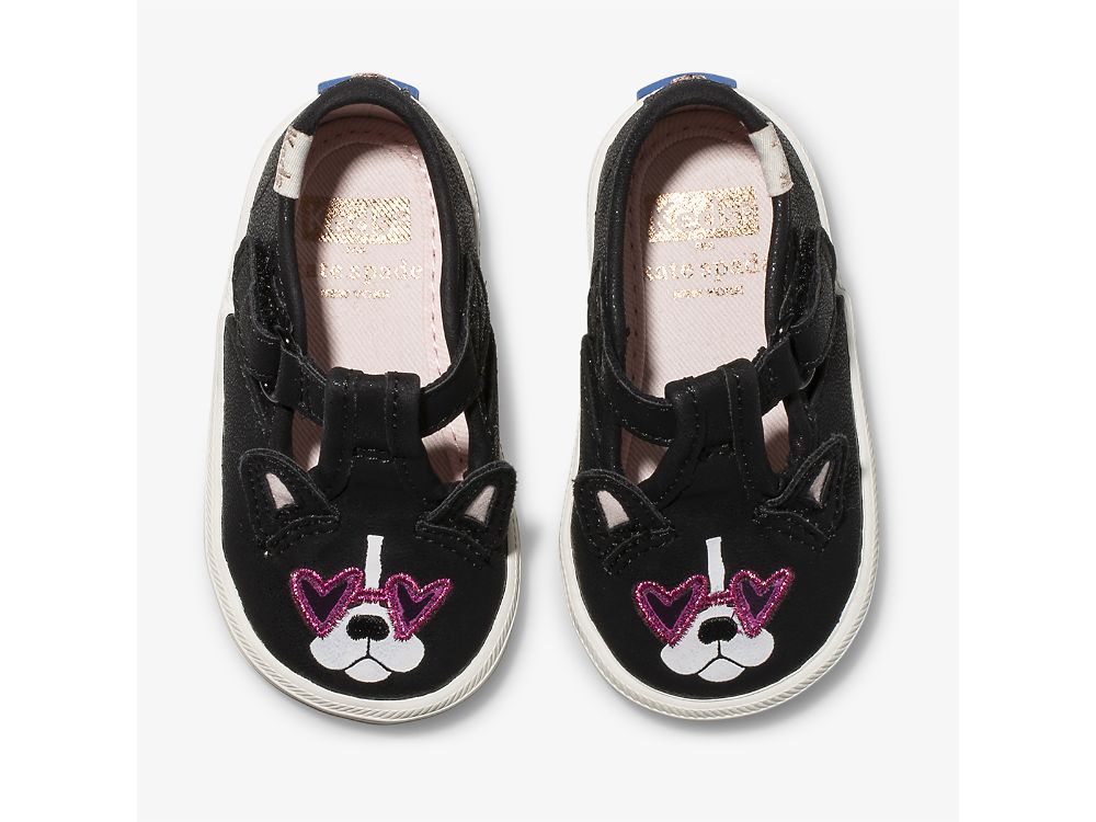 Dívčí SlipOnTenisky Keds Kate Spade New York Champion T-strap Francois Černé | CZ-57604