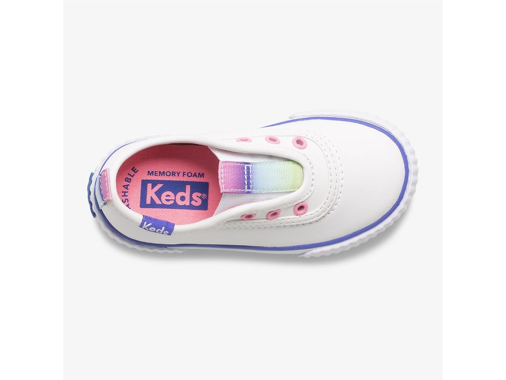 Dívčí SlipOnTenisky Keds Topkick Slip On Jr Washable Læder Bílé | CZ-18096