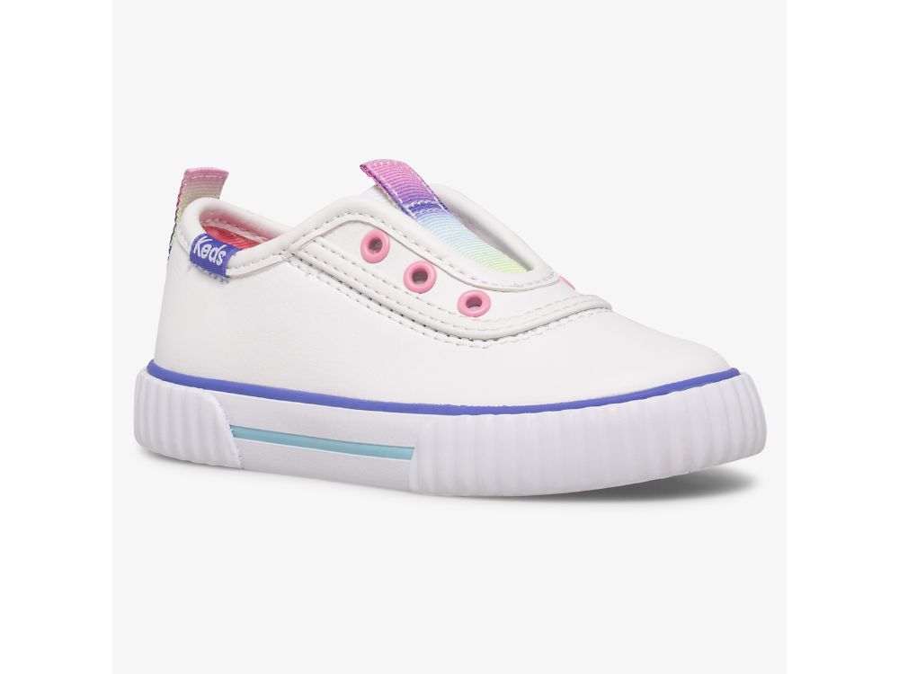 Dívčí SlipOnTenisky Keds Topkick Slip On Jr Washable Læder Bílé | CZ-18096