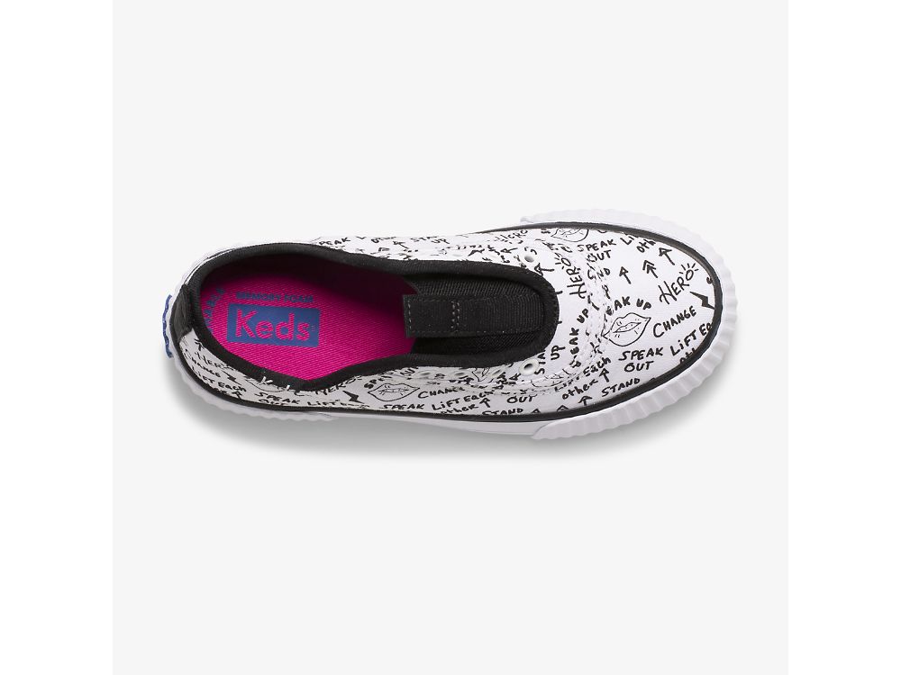 Dívčí SlipOnTenisky Keds Topkick Washable Slip-On Bílé Černé | CZ-09709