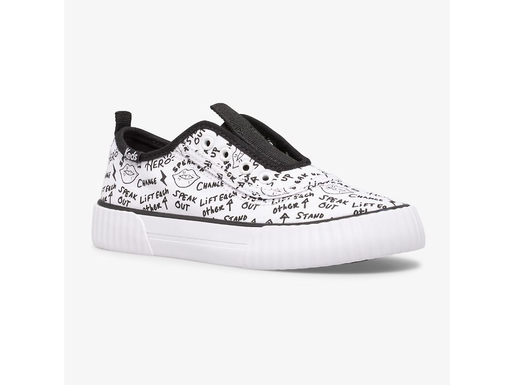 Dívčí SlipOnTenisky Keds Topkick Washable Slip-On Bílé Černé | CZ-09709