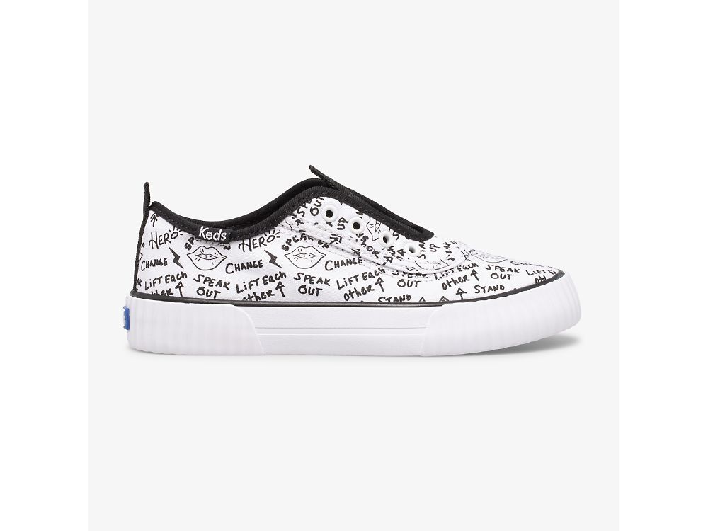 Dívčí SlipOnTenisky Keds Topkick Washable Slip-On Bílé Černé | CZ-09709