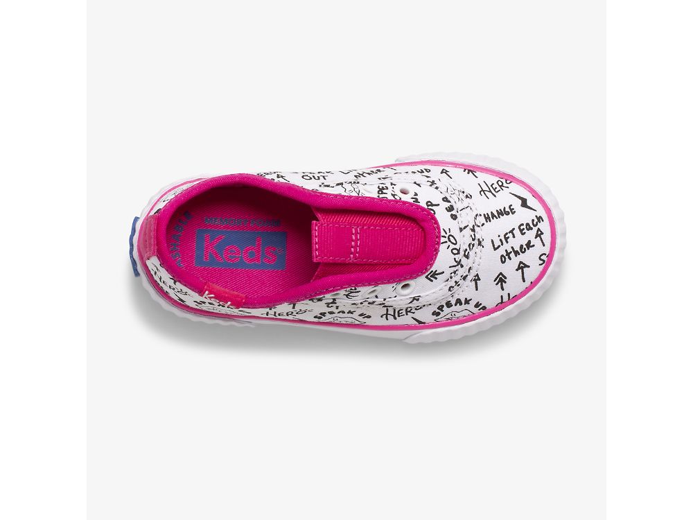 Dívčí SlipOnTenisky Keds Topkick Washable Slip On Jr Bílé Růžové | CZ-85549