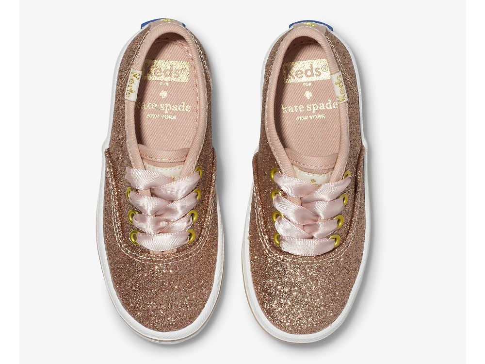 Dívčí Tenisky Keds Kate Spade New York Champion Glitter Sneaker Růžové Zlaté | CZ-18320