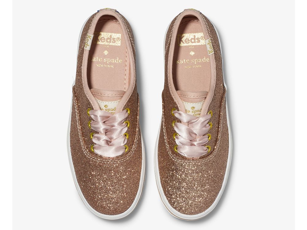 Dívčí Tenisky Keds Kate Spade New York Champion Glitter Sneaker Růžové Zlaté | CZ-31157