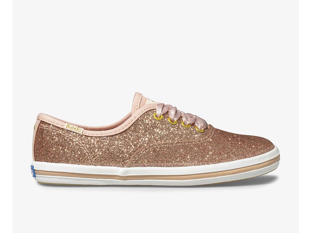 Dívčí Tenisky Keds Kate Spade New York Champion Glitter Sneaker Růžové Zlaté | CZ-31157