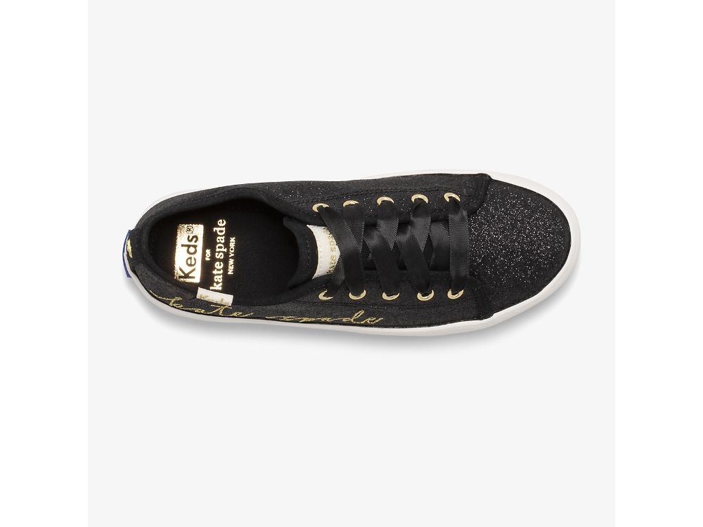 Dívčí Tenisky Keds Kate Spade New York Kickstart Glitter Černé | CZ-03720