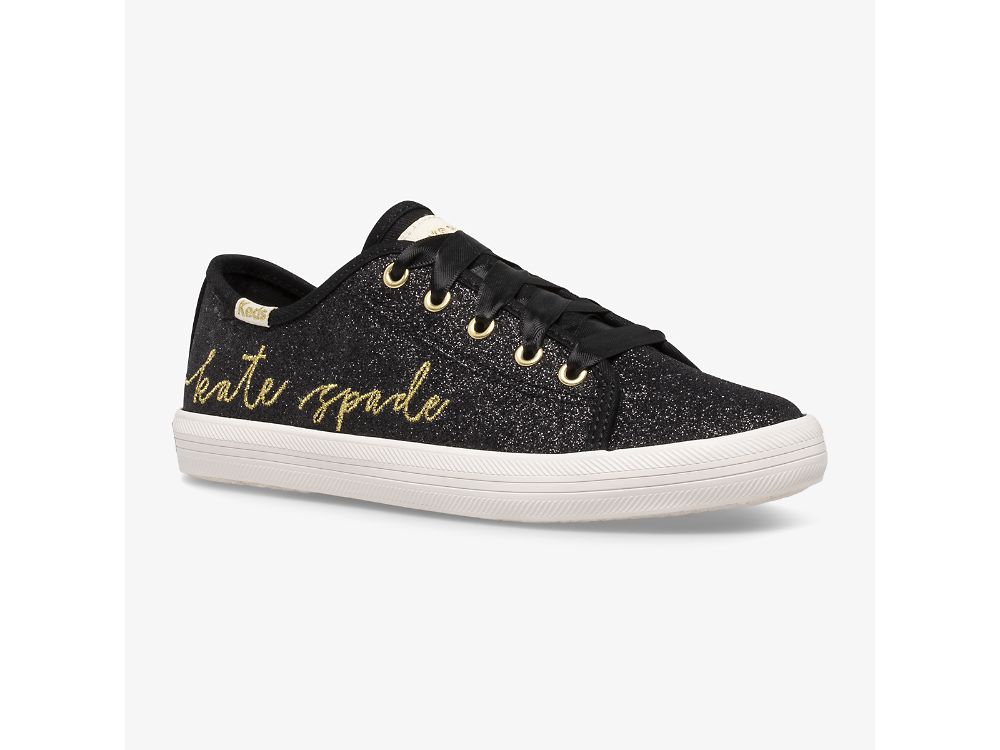 Dívčí Tenisky Keds Kate Spade New York Kickstart Glitter Černé | CZ-03720