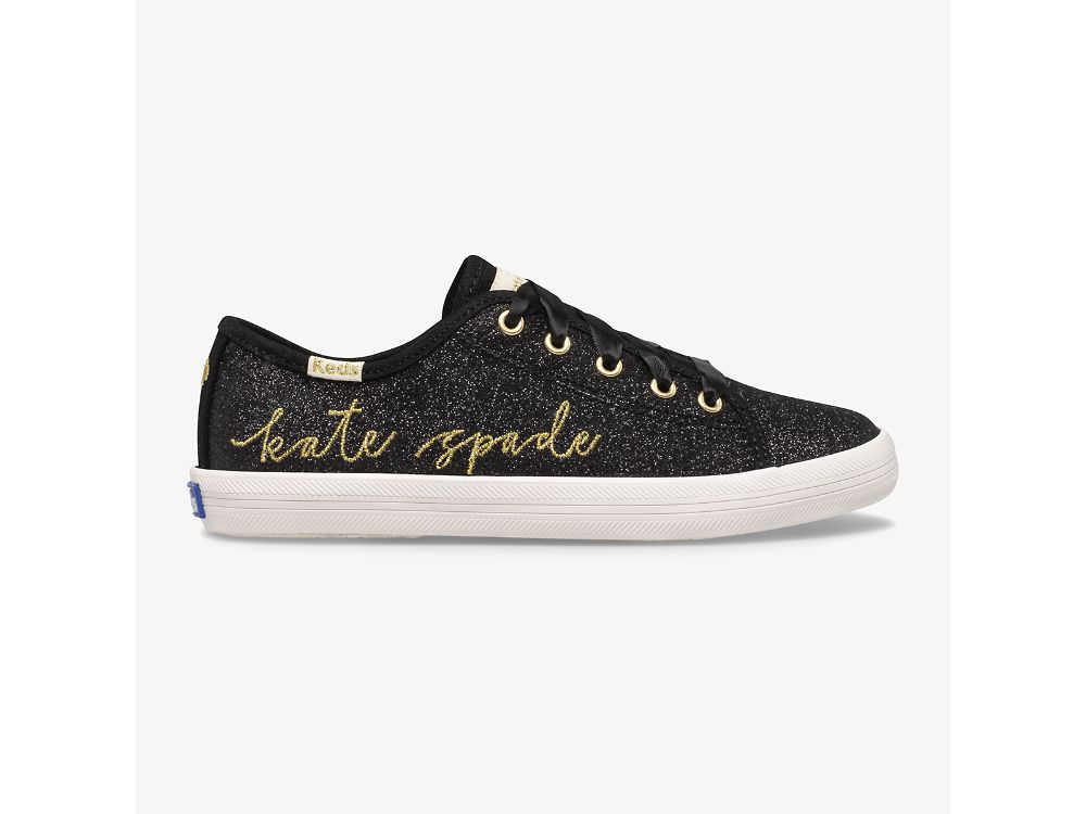 Dívčí Tenisky Keds Kate Spade New York Kickstart Glitter Černé | CZ-03720