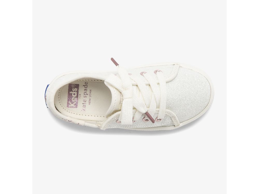 Dívčí Tenisky Keds Kate Spade New York Kickstart Jr Ivory Glitter Bílé | CZ-22569