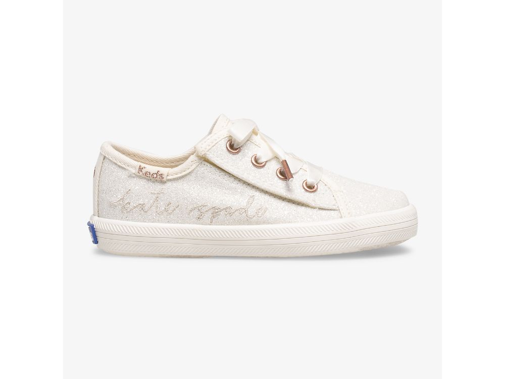 Dívčí Tenisky Keds Kate Spade New York Kickstart Jr Ivory Glitter Bílé | CZ-22569