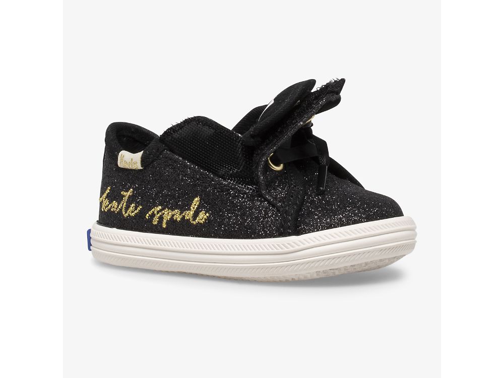 Dívčí Tenisky Keds Kate Spade New York Kickstart Glitter Crib Černé | CZ-33465