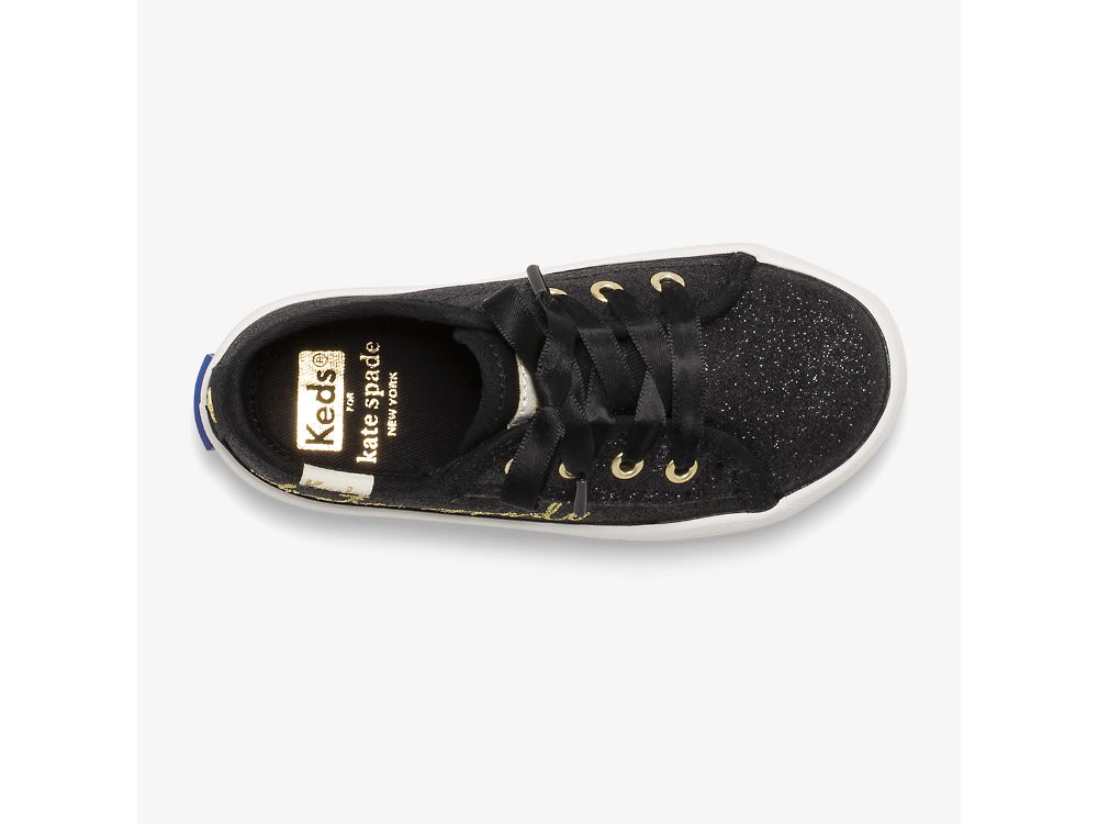 Dívčí Tenisky Keds Kate Spade New York Kickstart Jr Script Černé | CZ-50971