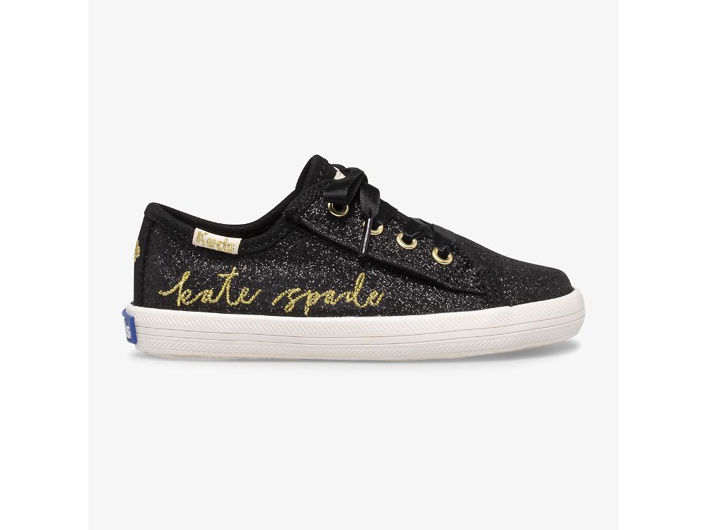 Dívčí Tenisky Keds Kate Spade New York Kickstart Jr Script Černé | CZ-50971