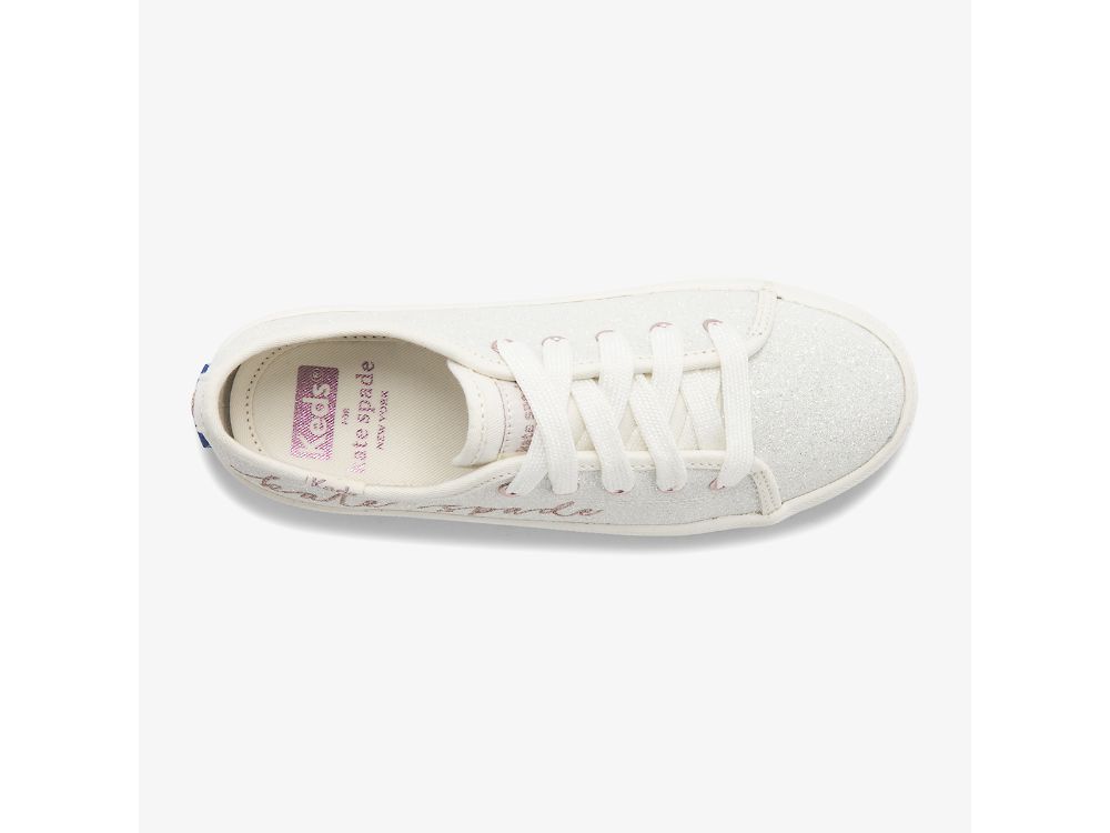 Dívčí Tenisky Keds Kate Spade New York Kickstart Glitter Bílé | CZ-82627