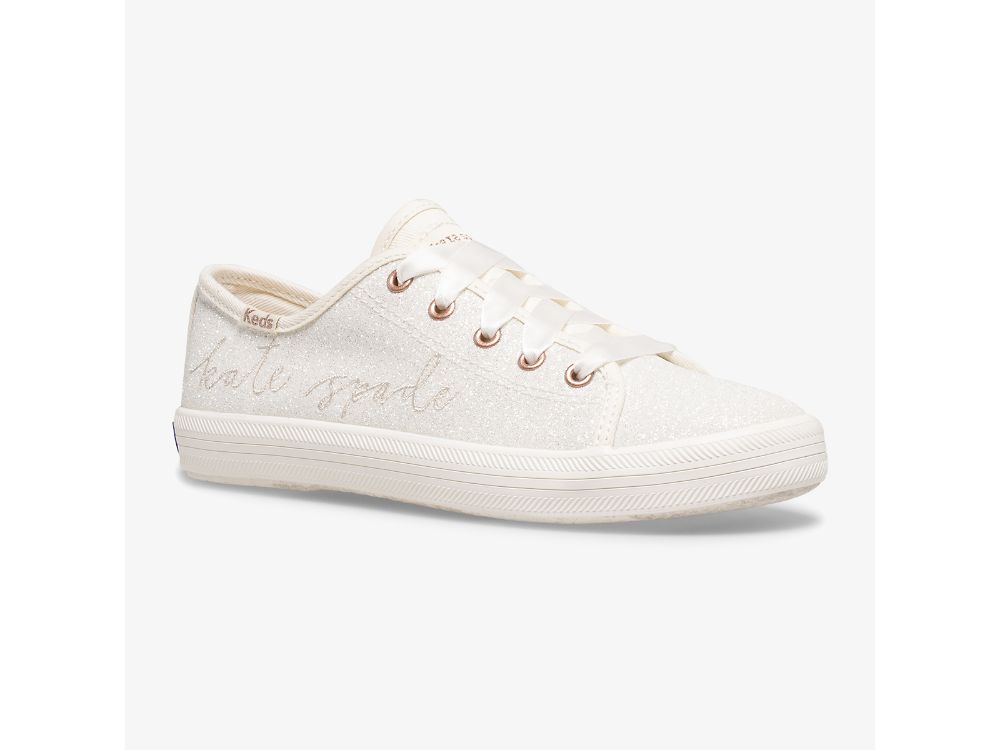 Dívčí Tenisky Keds Kate Spade New York Kickstart Glitter Bílé | CZ-82627