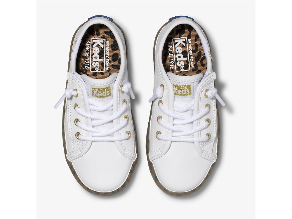 Dívčí Tenisky Keds Kickstart Leopard Foxing Sneaker Jr Bílé Leopard | CZ-07516