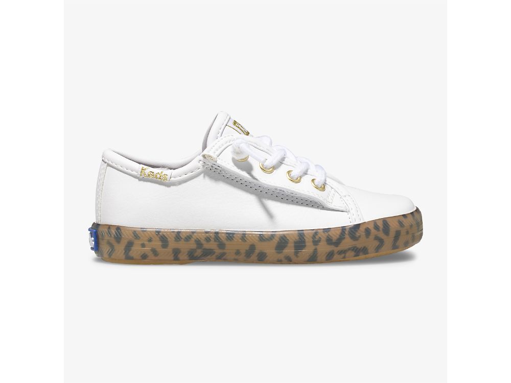 Dívčí Tenisky Keds Kickstart Leopard Foxing Sneaker Jr Bílé Leopard | CZ-07516