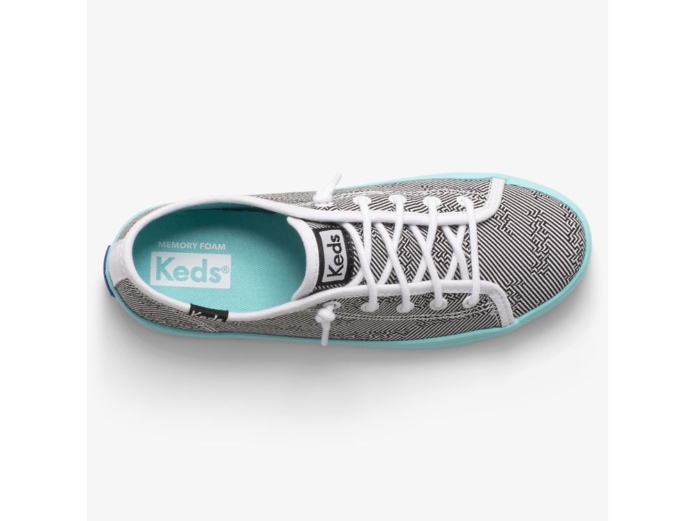 Dívčí Tenisky Keds Kickstart Seasonal Černé Bílé Tyrkysové | CZ-97141